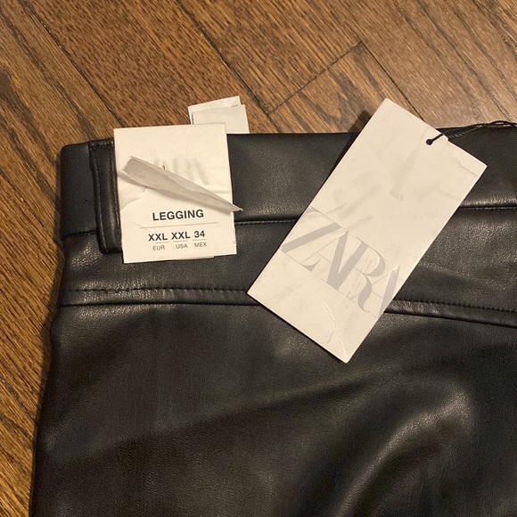 NWT Zara Faux Leather Leggings with Zipper Slits at Ankles - Picture 8 of 11